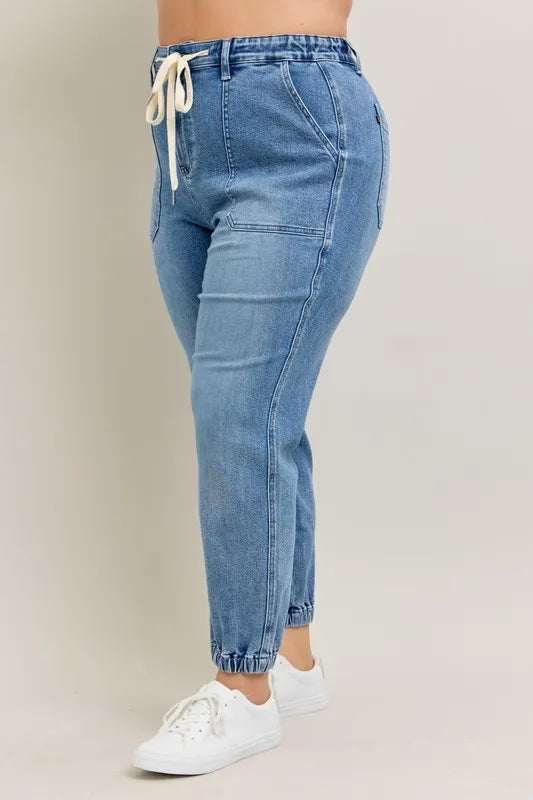 Judy Blue Medium Washed High Waist Denim Jogger