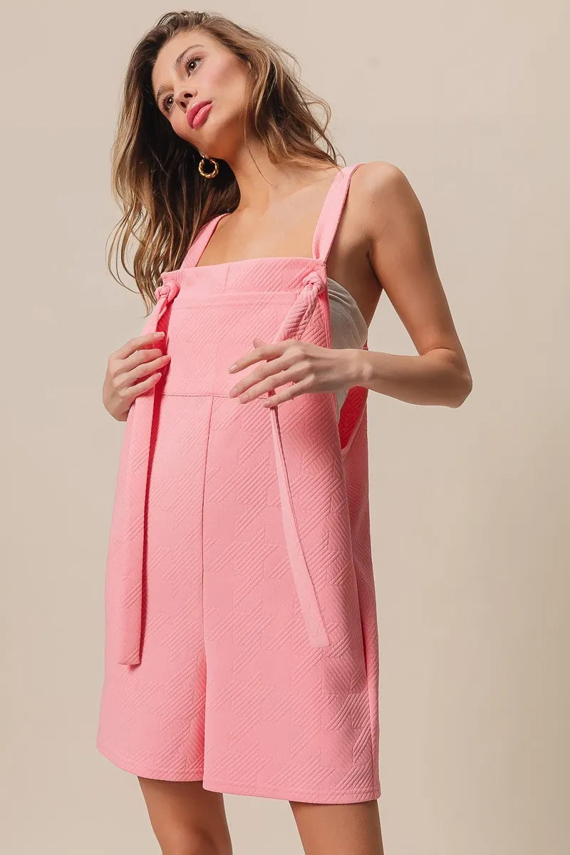 BiBi Blush Pink Texured Jacquard Romper with Side Pockets