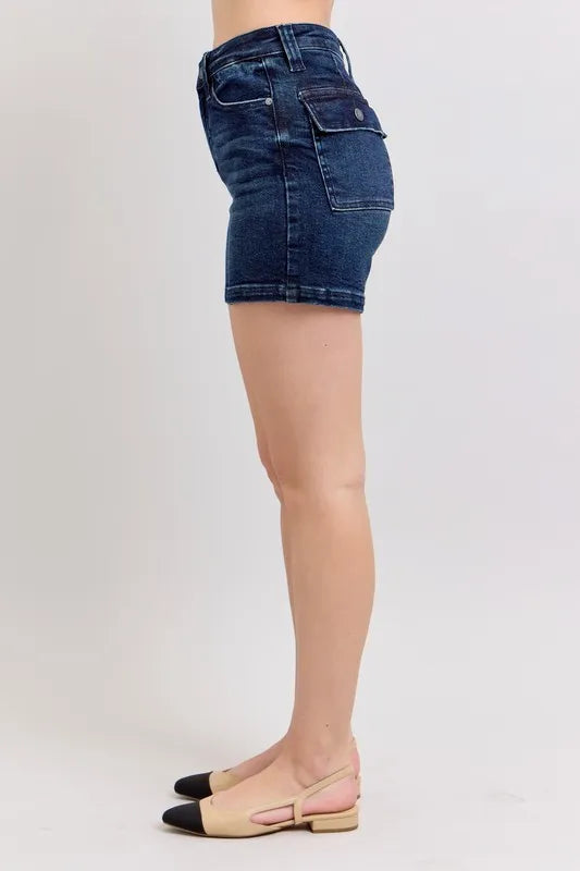 Judy Blue Medium Washed High Waist Back Flap Pocket Denim Shorts