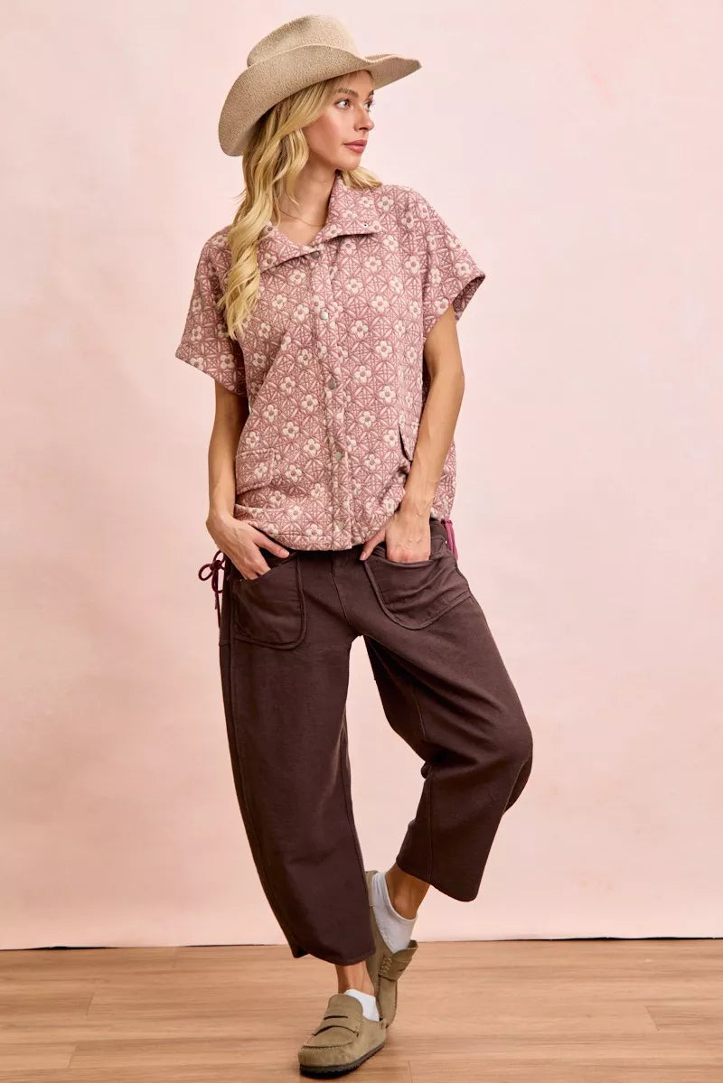BiBi Vintage Mocha Washed Terry Pants with Pockets
