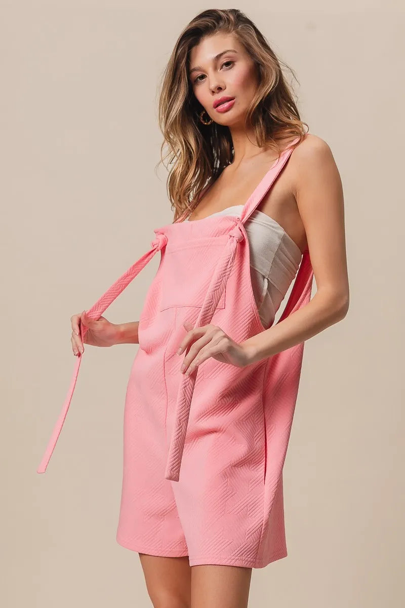 BiBi Blush Pink Texured Jacquard Romper with Side Pockets