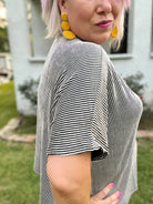 Zenana Black Ribbed Oversized Top