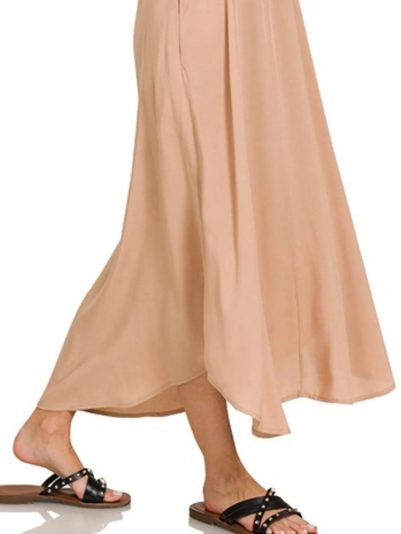 Zenana Rust Woven Arc Hem Cami Midi Dress With Flowy Pockets