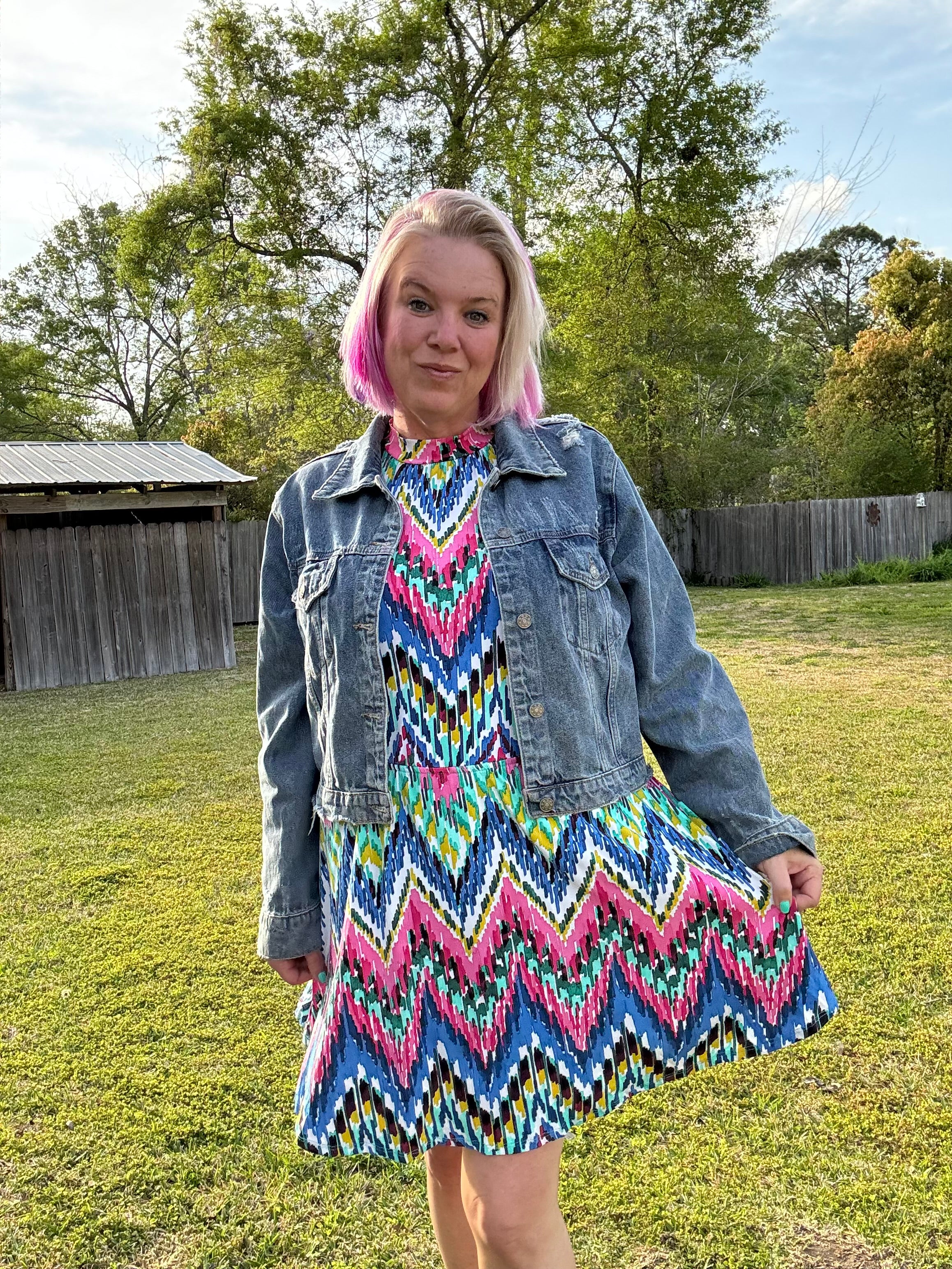 White Birch Chevy to the Levy Chevron Dress Dresses