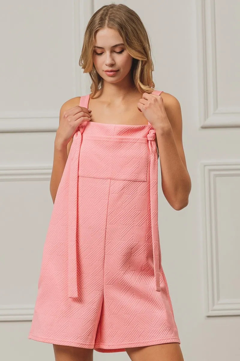 BiBi Blush Pink Texured Jacquard Romper with Side Pockets