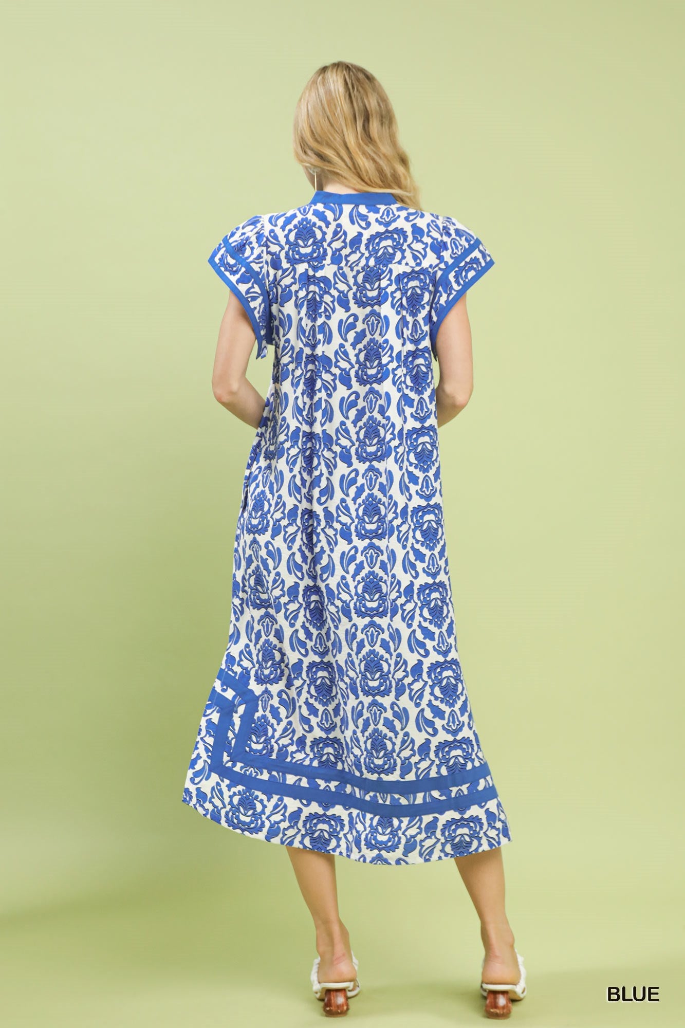 Umgee Abstract Two Tone Print Midi Dress