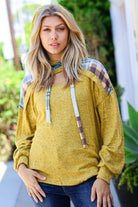 Haptics Butterscotch & Olive Multicolor Cutout Hoodie Shirts & Tops