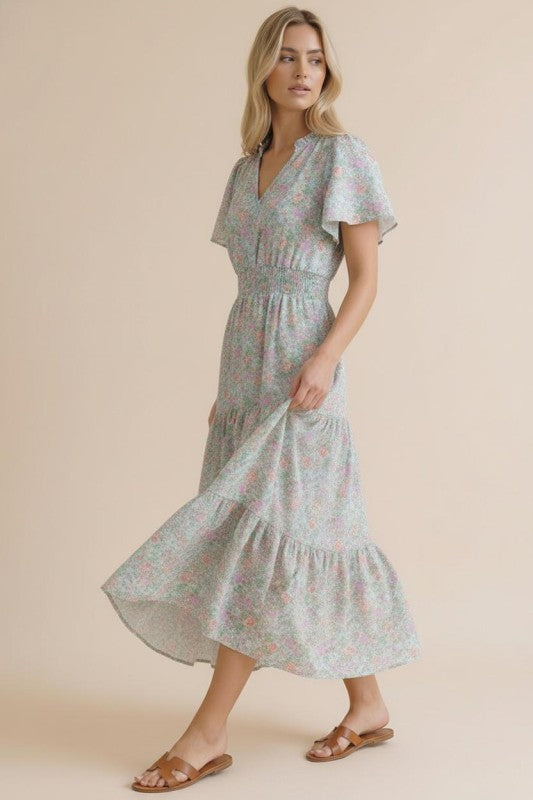 Haptics Summer in London Floral Midi Dress