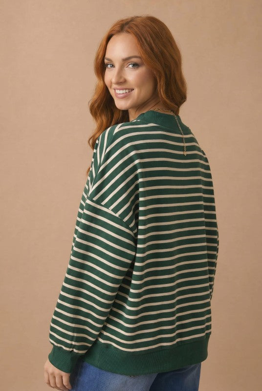 Merry and Bright Striped Sweatshirt