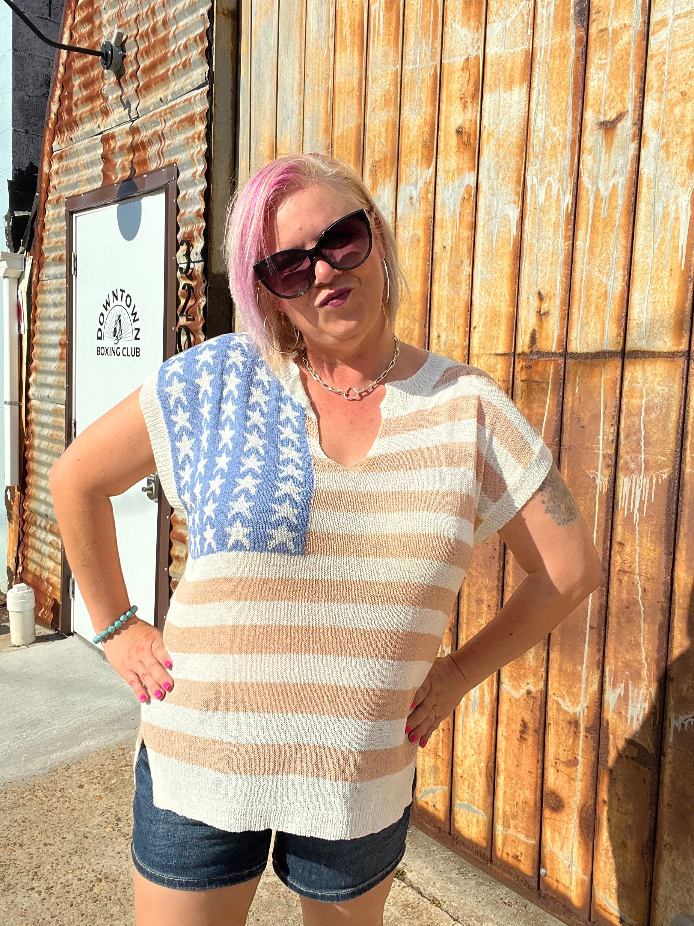 BiBi Old Glory Sleeveless Sweater Tops