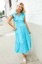 Haptics Boho Print Flutter Sleeve Fit & Flare Dress