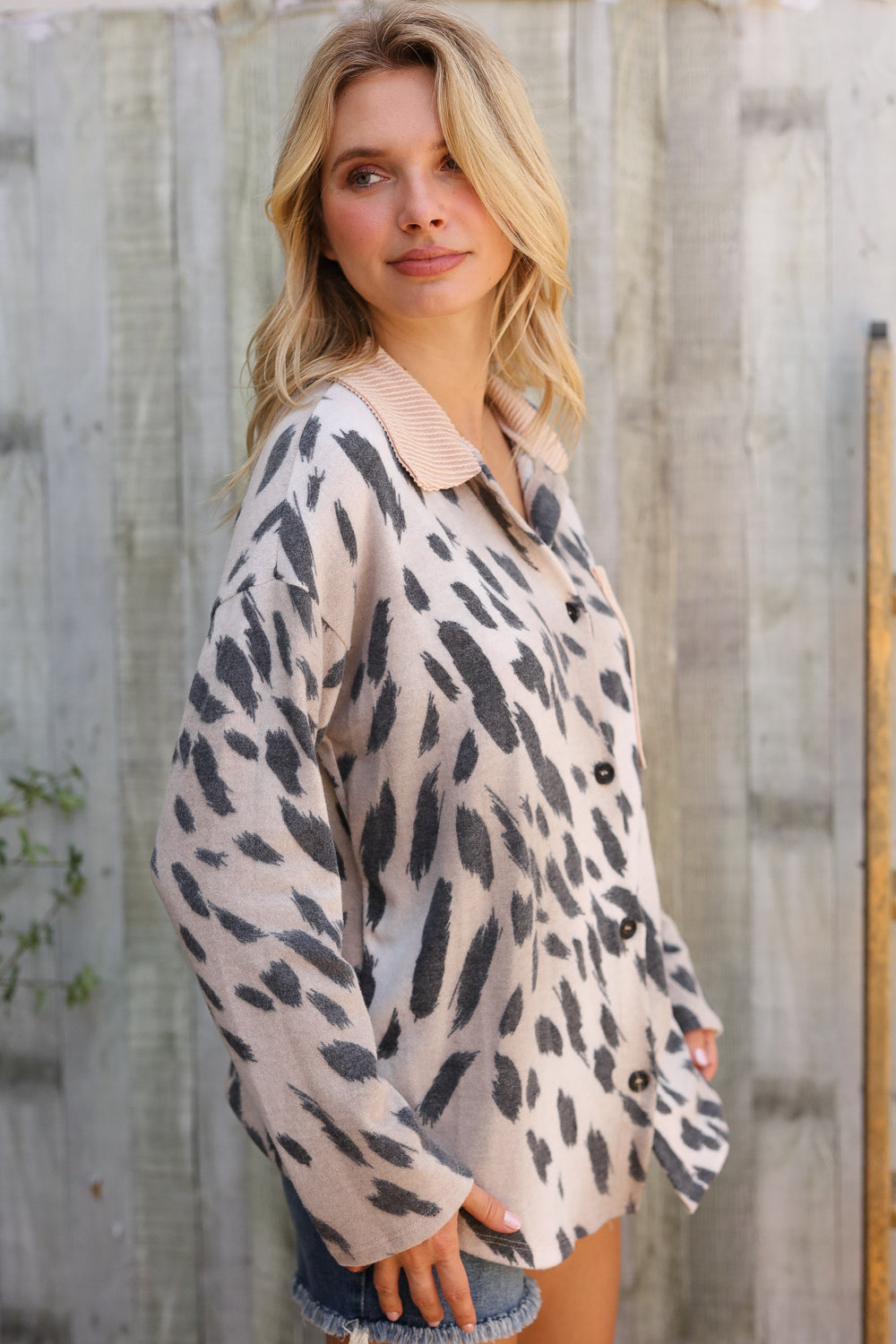 Reborn J Spot On Button-Up Shacket