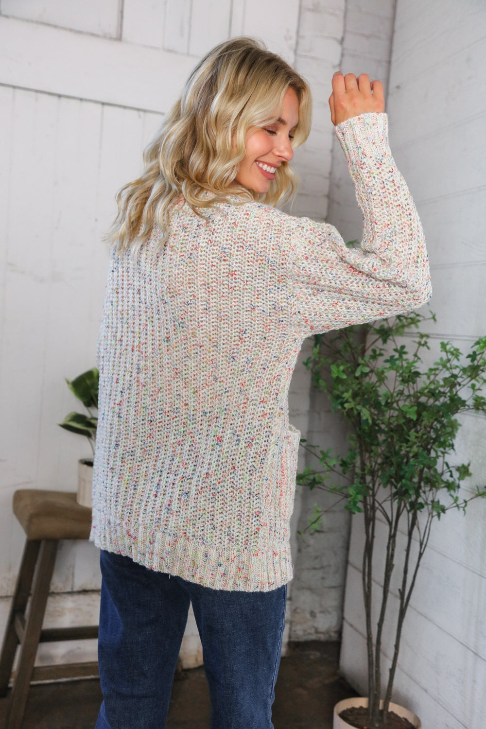 Haptics Cozy in Confetti Pocketed Button Cardigan