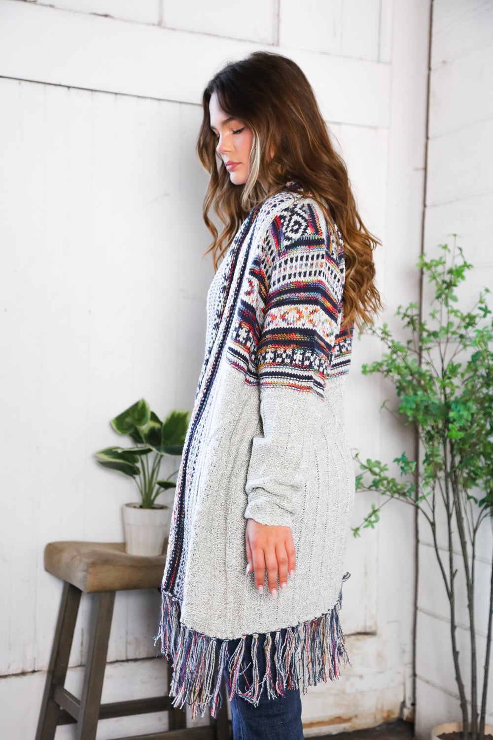Haptics Fireside Fringe Multi Color Cardigan