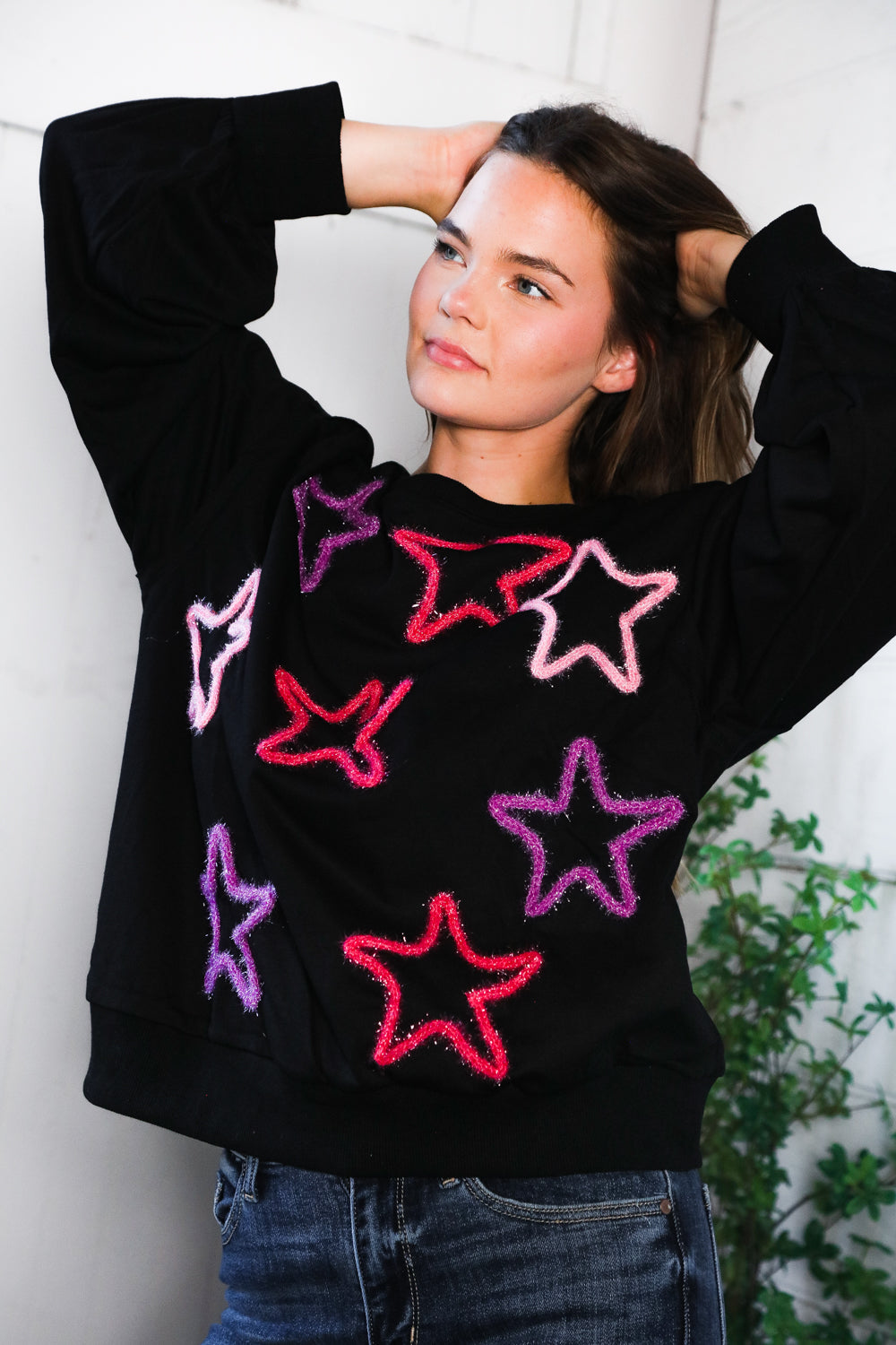 Fantastic Fawn Multi Color Stars Cozy Sweater