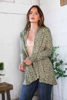 Be Stage Leopard Print Around Peplum Open Cardigan