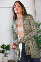Be Stage Leopard Print Around Peplum Open Cardigan