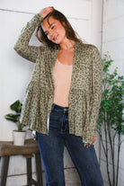Be Stage Leopard Print Around Peplum Open Cardigan