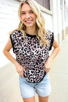 Haptics Dolman Short Sleeve Leopard Print Knit Top