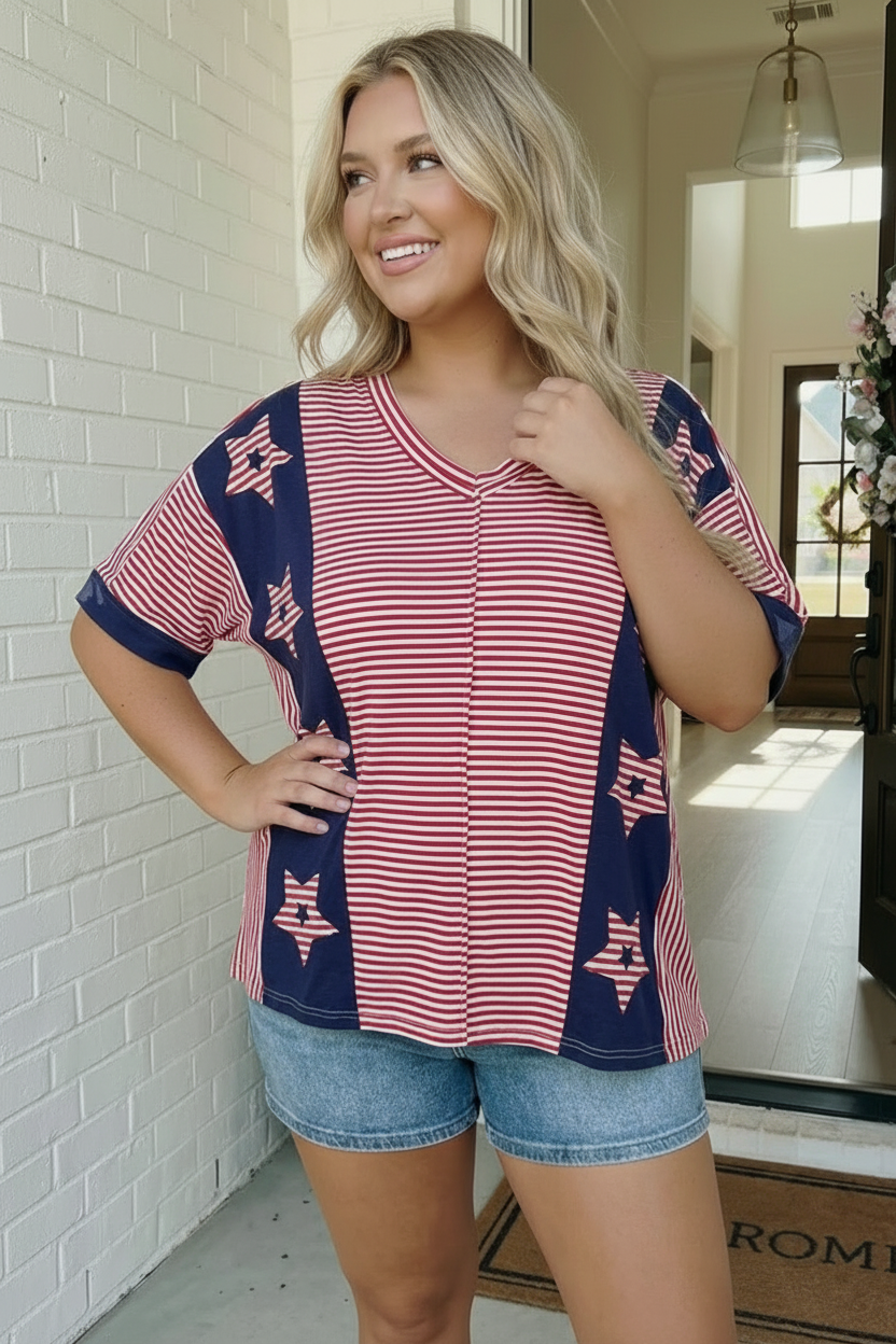 Haptics Stars and Stripes Forever Oversized Top