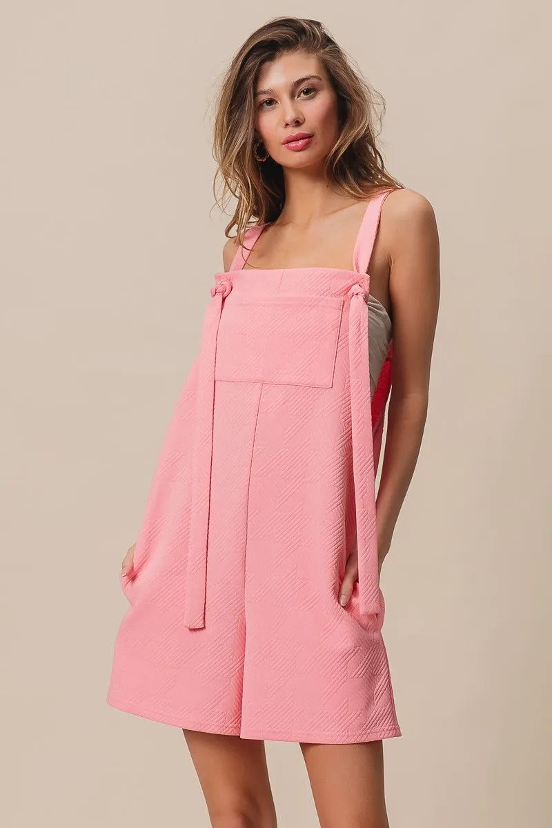BiBi Blush Pink Texured Jacquard Romper with Side Pockets BLUSH PINK