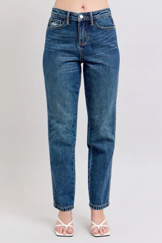 Judy Blue High Waisted Rigid Magic Straight Leg Jeans Dark
