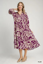 Umgee Plum Floral Print Tiered Midi Dress PLUM