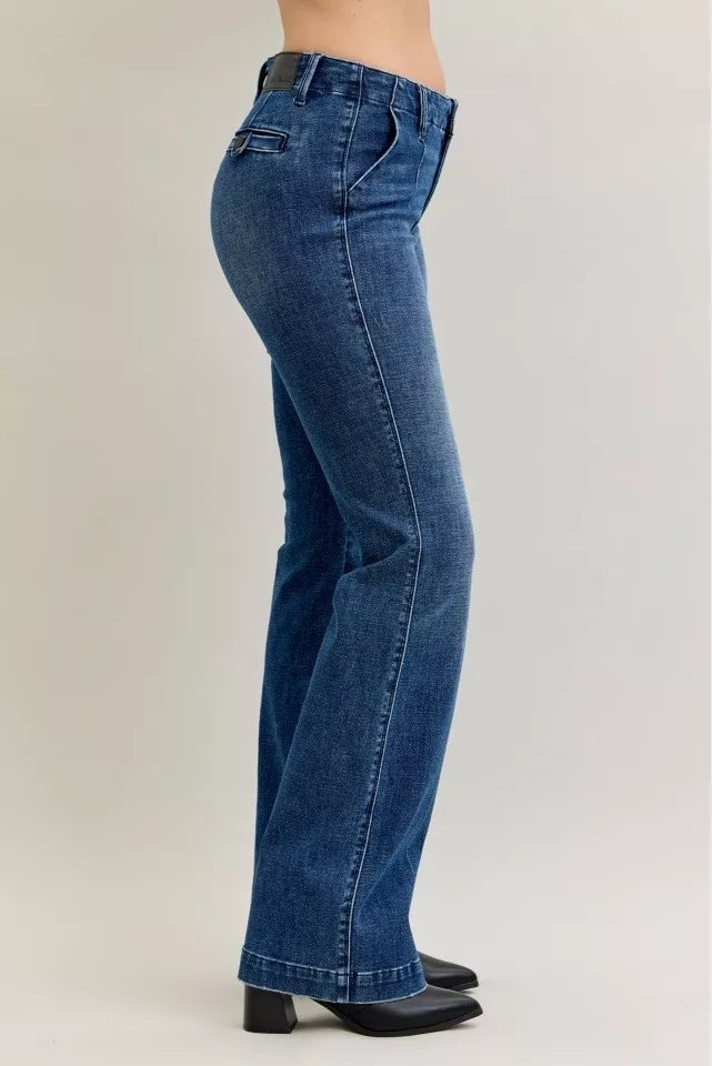 Judy Blue Dark Wash Mid Rise Bootcut Jeans with Welt Pockets