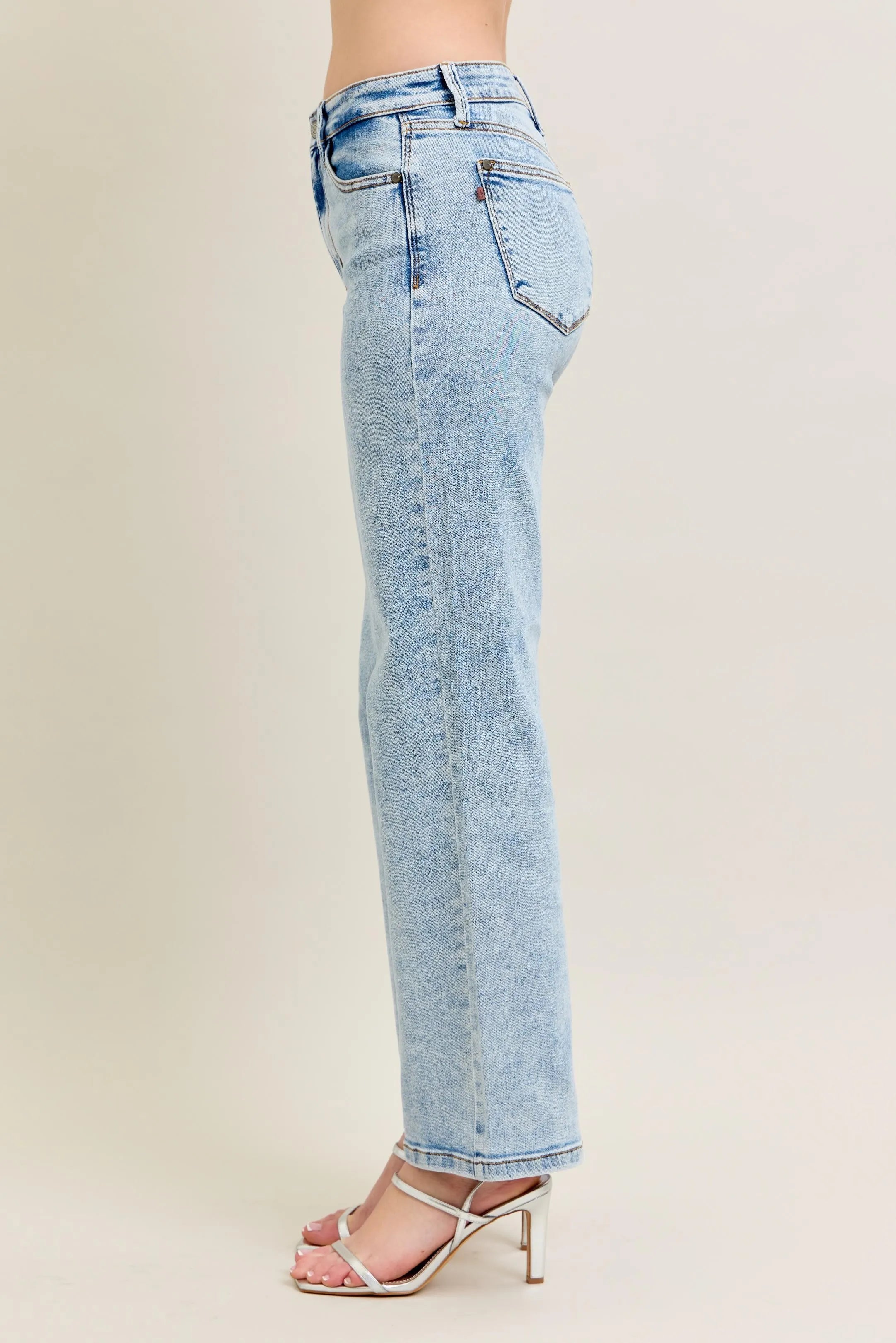 Judy Blue Light Stone Washed High Waist Stone Wash Straight Jeans