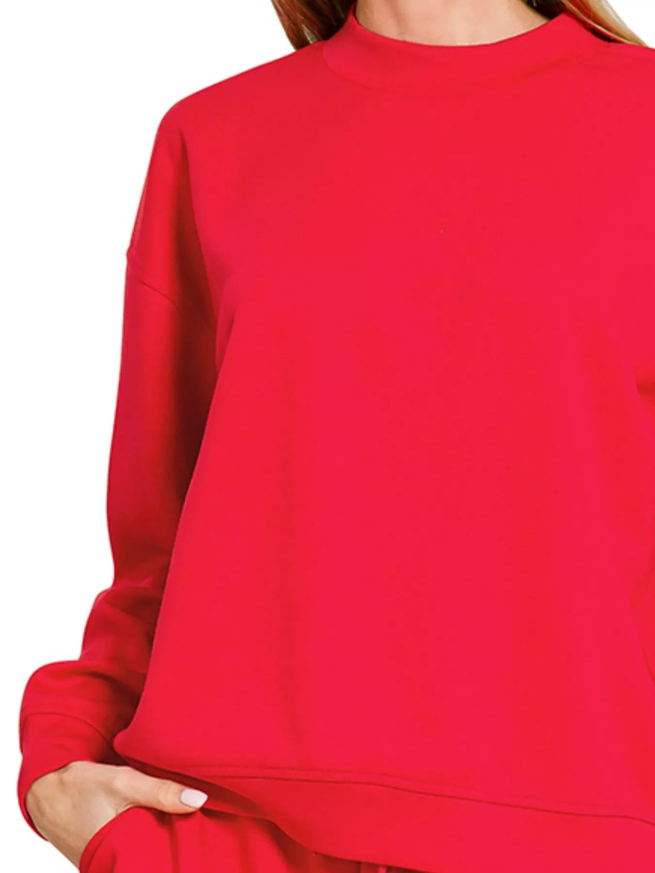 Zenana Ruby Scuba Long Sleeve Sweatshirt and Shorts Set