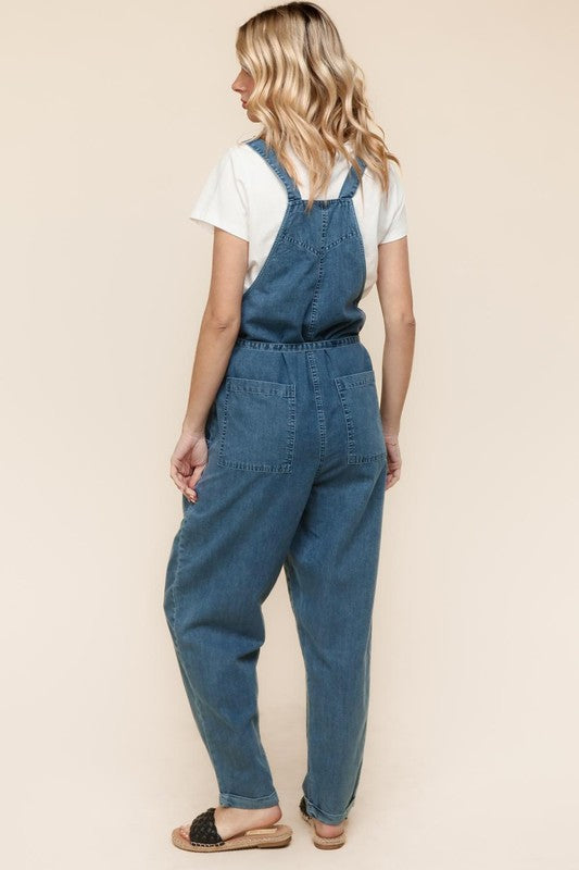 Haptics Cotton Denim Baggy Leg Bib Overall Jumper
