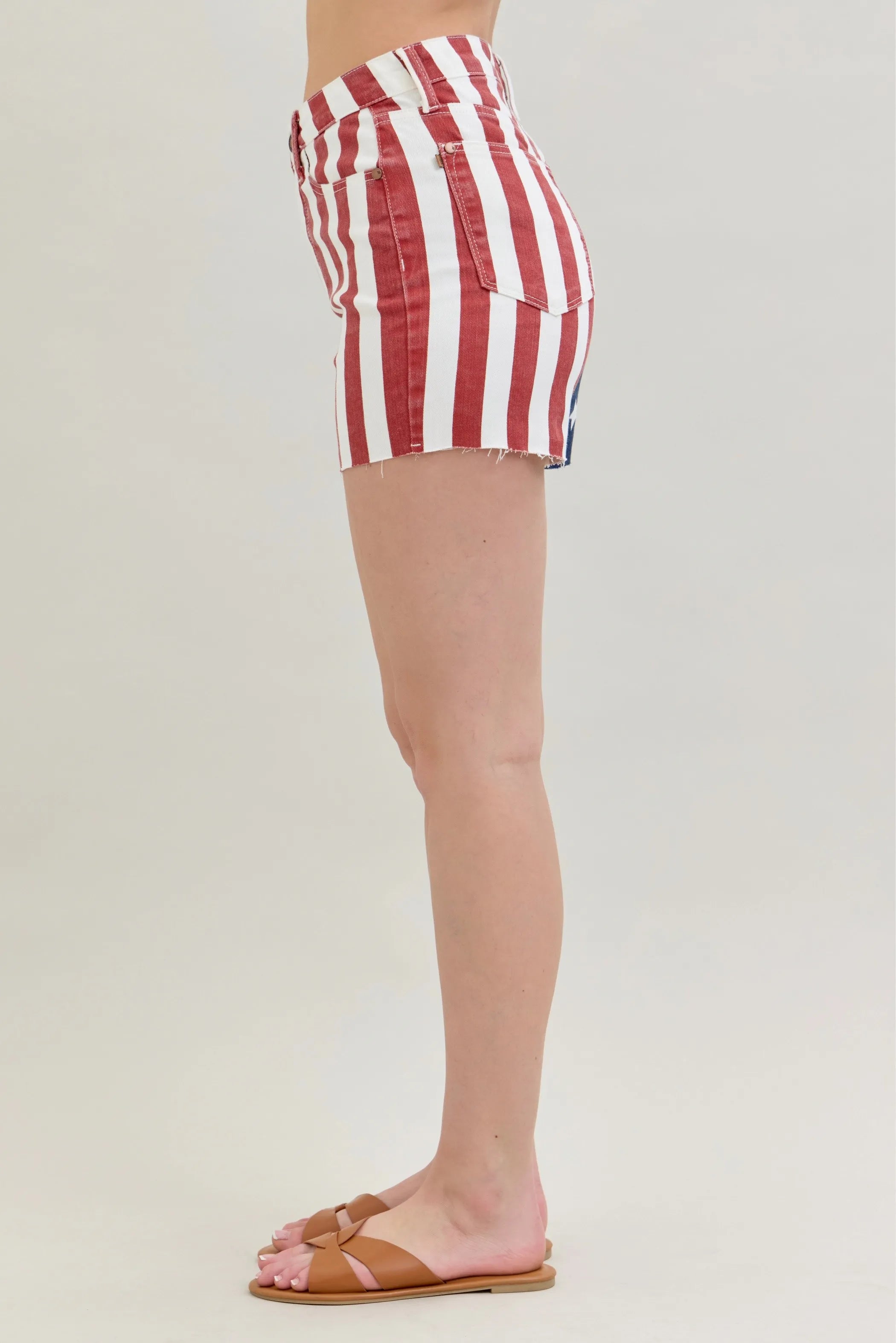 Judy Blue High Waist Americana Flag Fray Hem Shorts