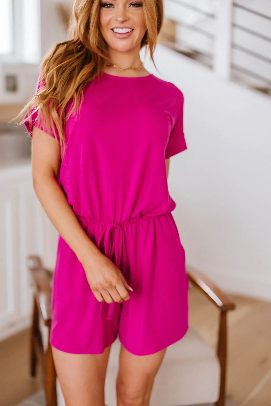 Zenana Pink Jersey Knit Romper