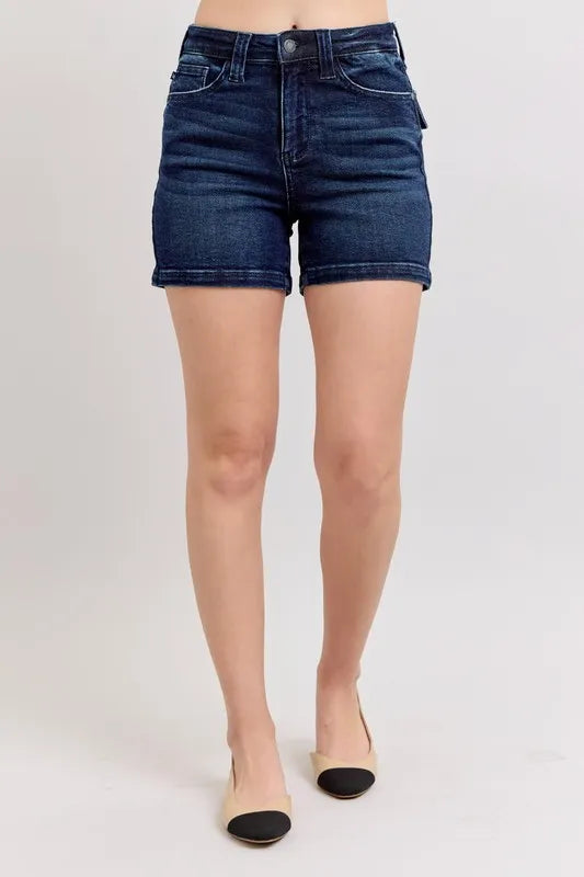 Judy Blue Medium Washed High Waist Back Flap Pocket Denim Shorts