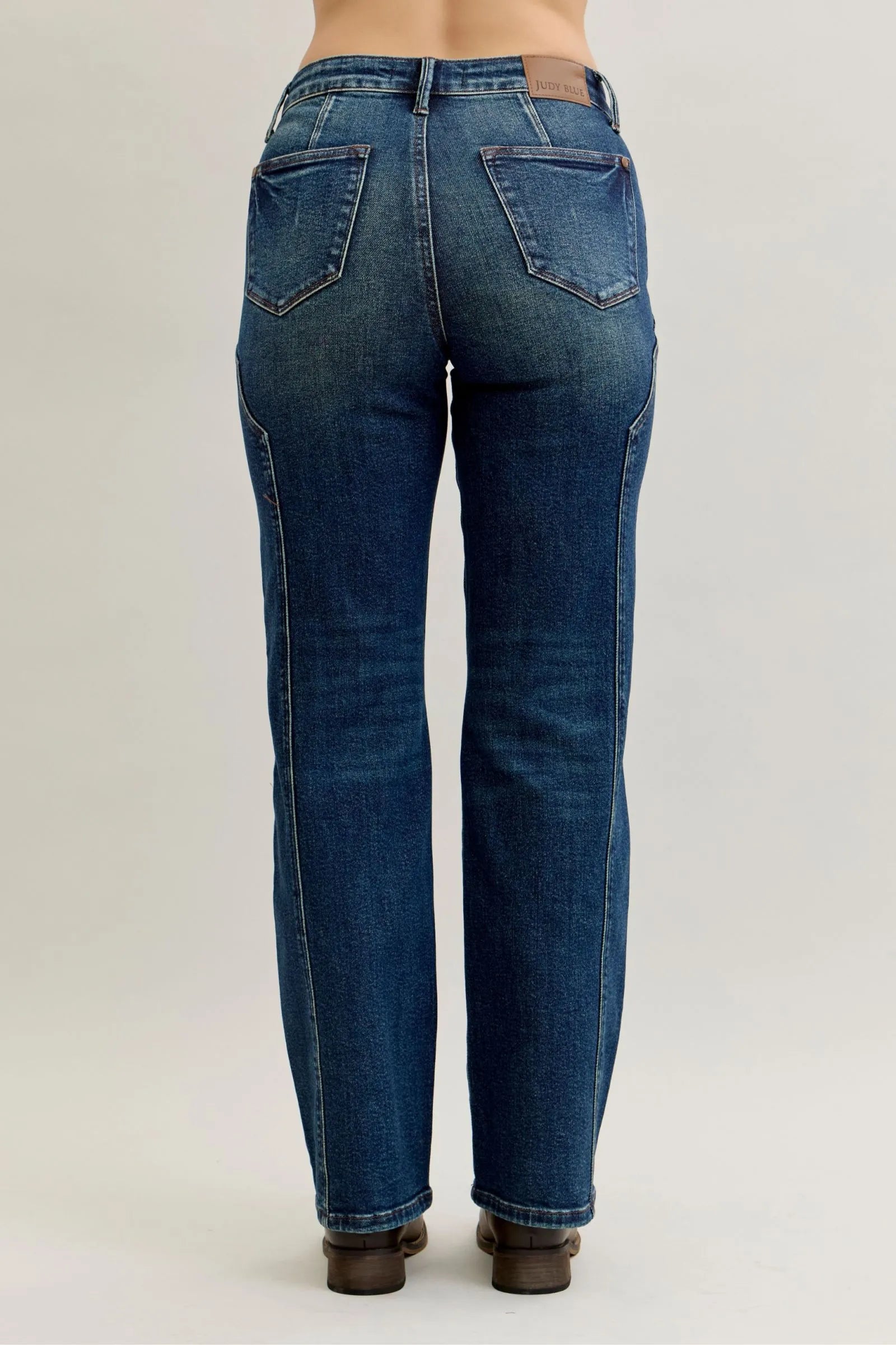 Judy Blue Dark Washed Western Seam Detail Straight Leg Jeans