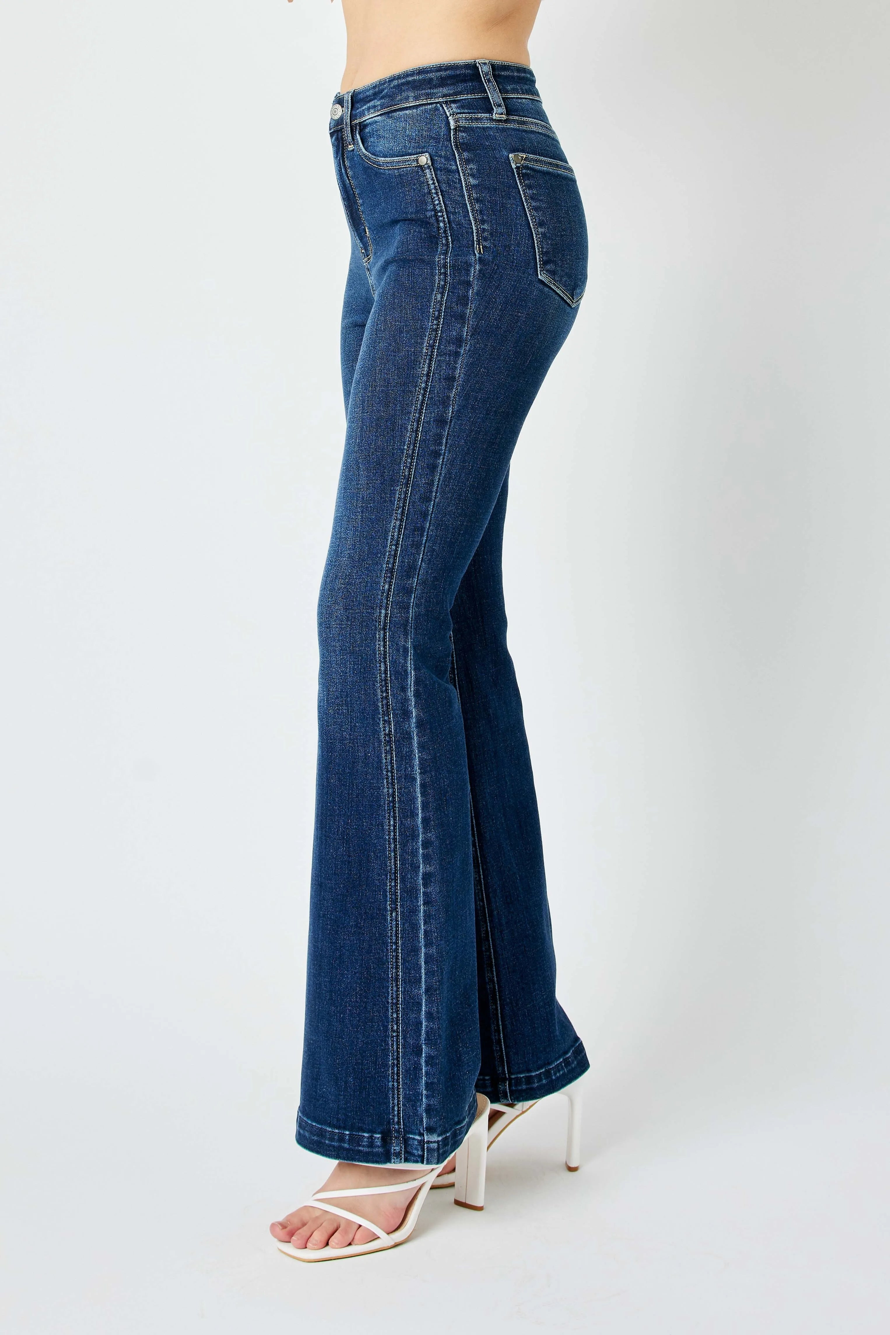 Judy Blue High Waisted Angled Side Seam Detail Flare Jeans