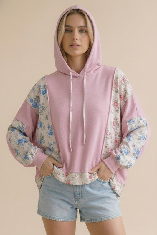 Haptics Sweet Spring Blossoms Color Block Hoodie
