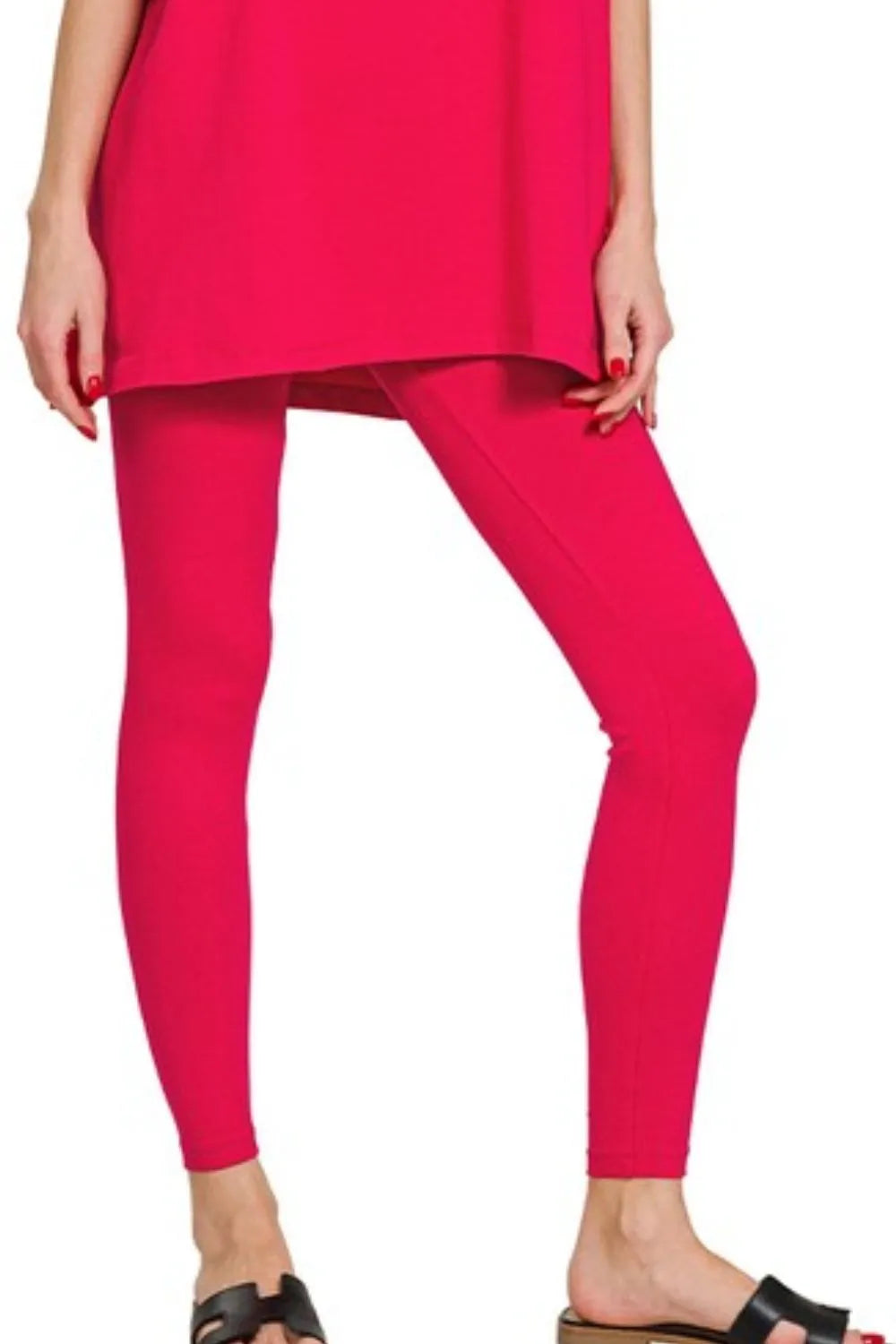 Zenana Ruby Cotton Round Neck Top & Legging Set
