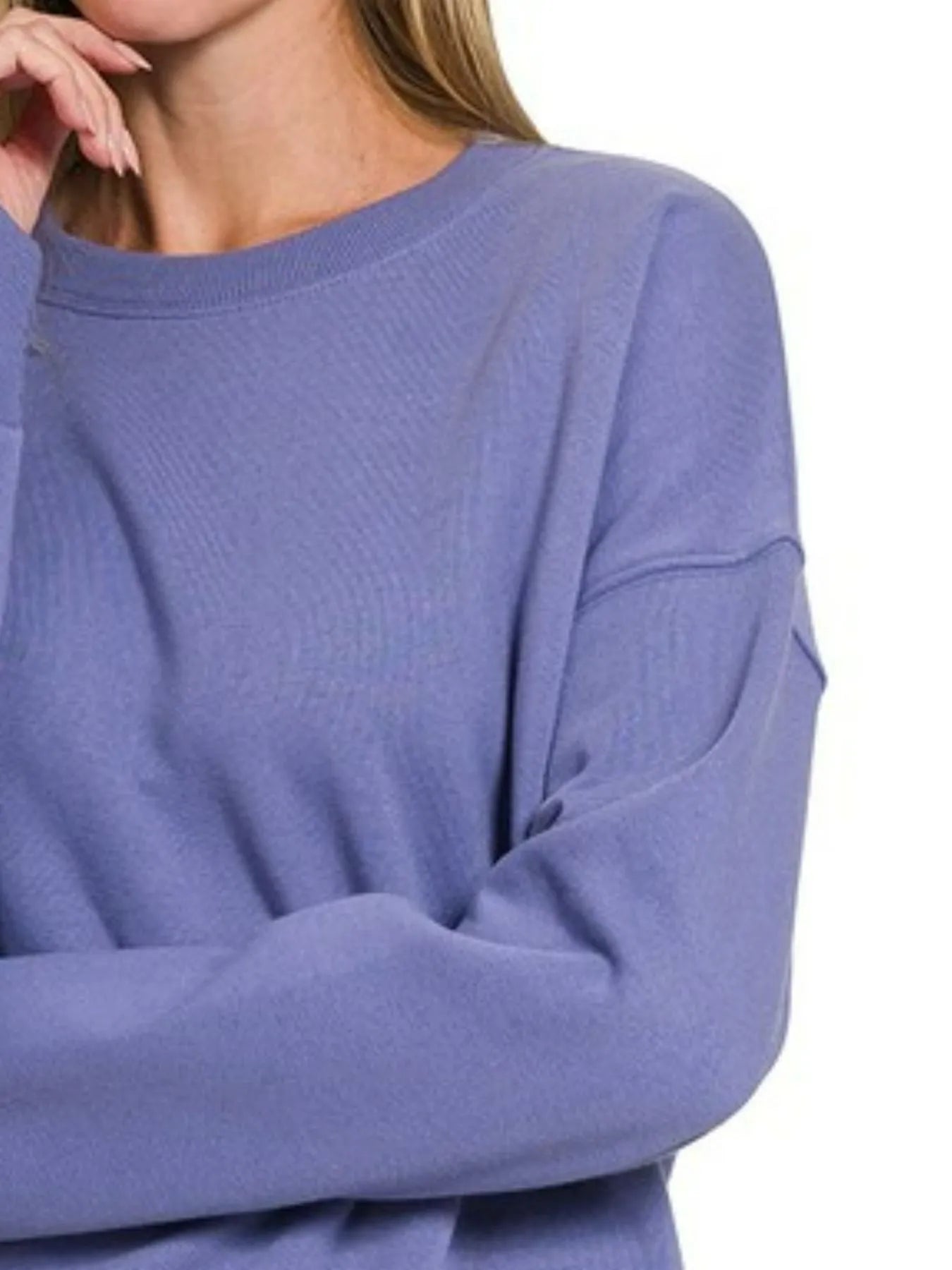 Zenana Marlin Fleece Drop Shoulder Sweatshirt