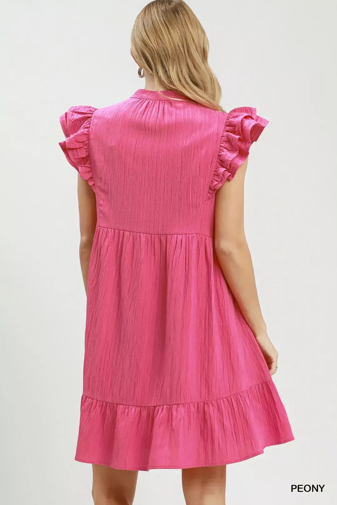 Umgee Peony Ruffle Sleeve Babydoll Dress