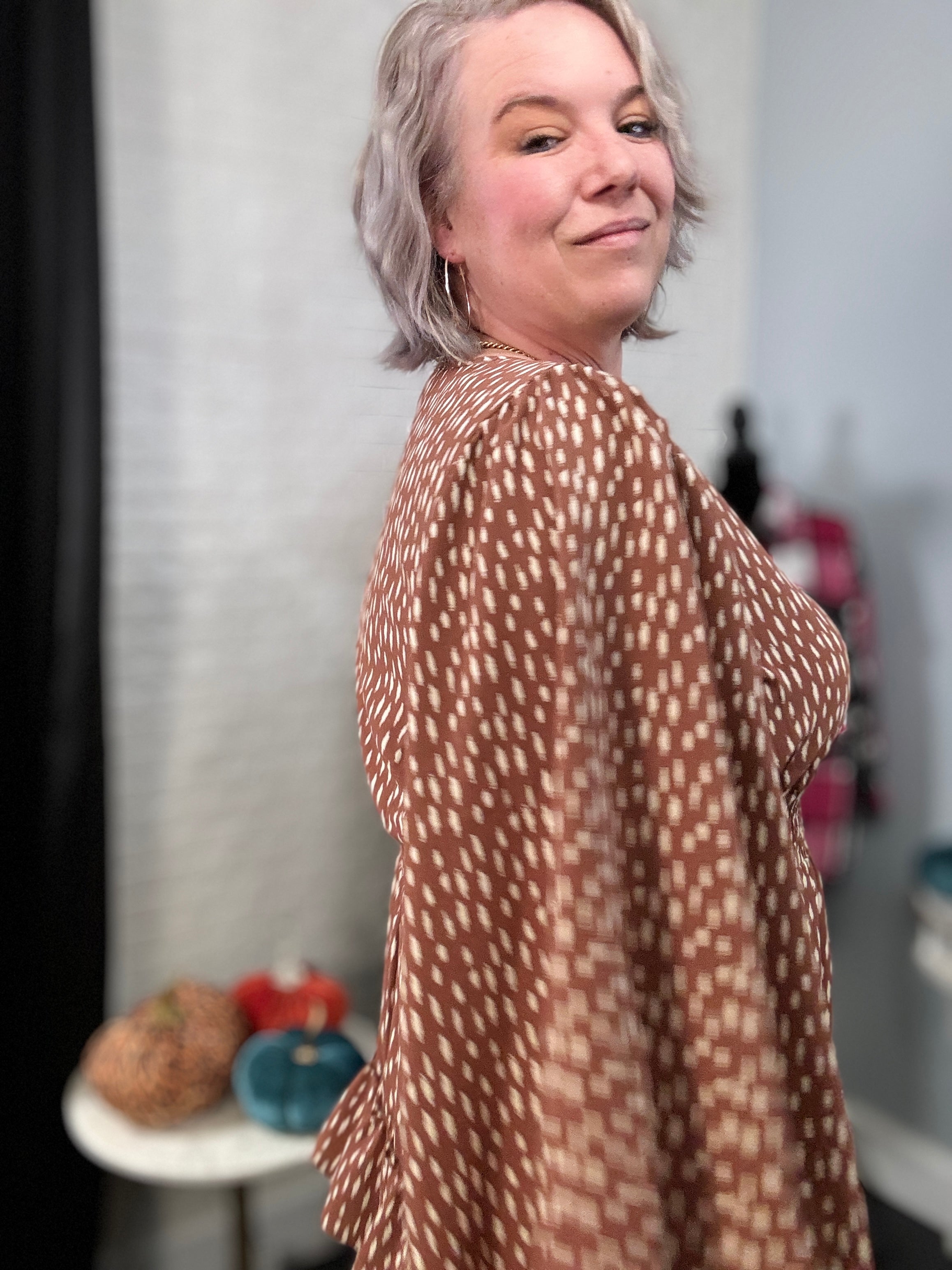 Haptics Feminine Flair Terracotta Leopard Print Ruffle Tiered Dress Final Sale Dresses