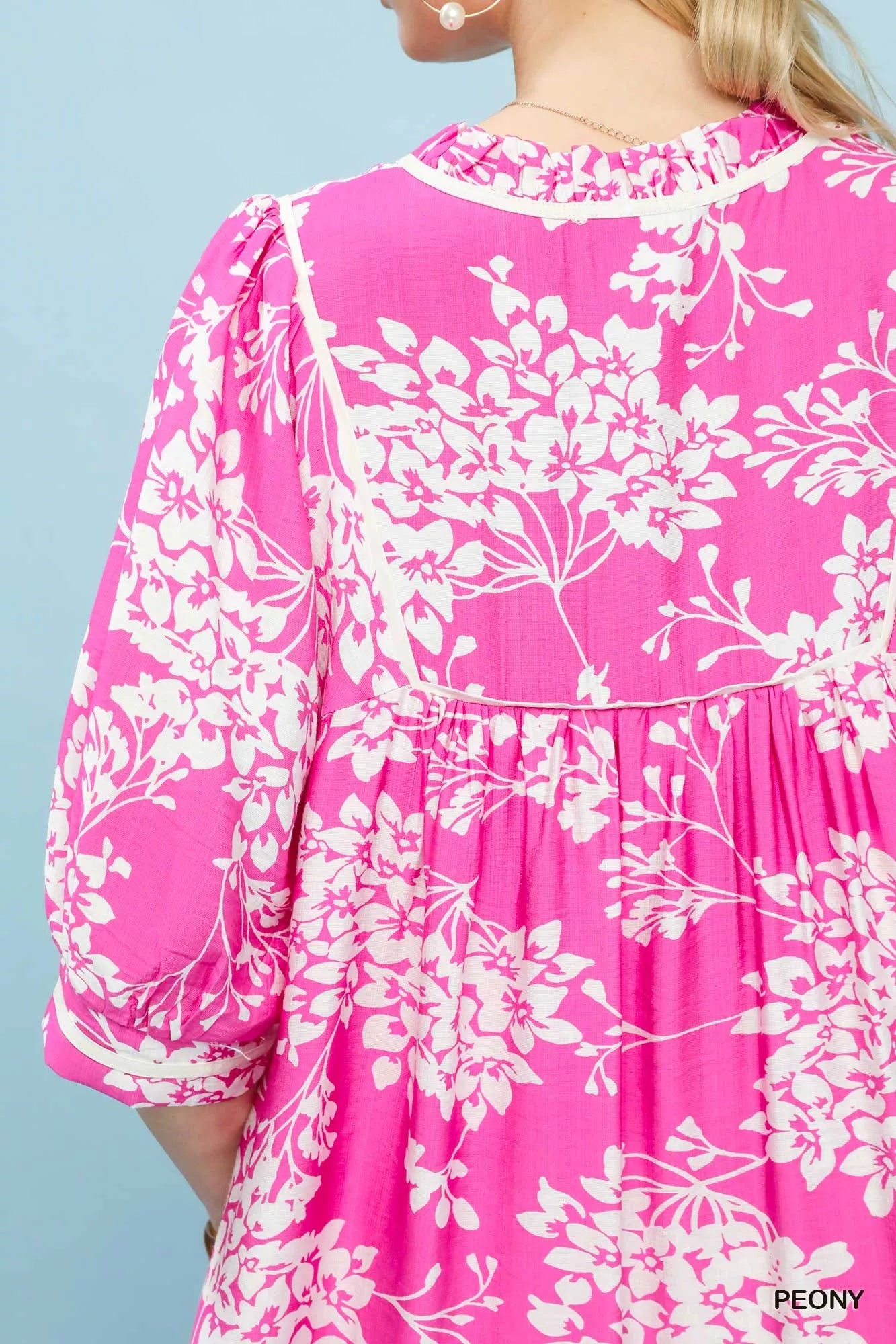 Umgee Peony Floral Babydoll Dress with Pockets