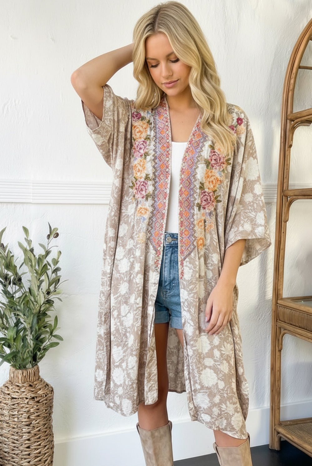 Savanna Jane Golden Meadow Boho Embroidered Kimono