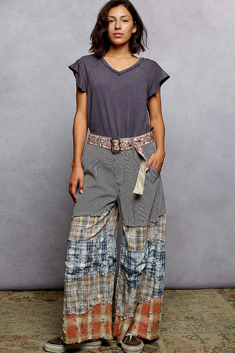 POL V-Neck Short Sleeve T-Shirt with Ruffle Sleeve