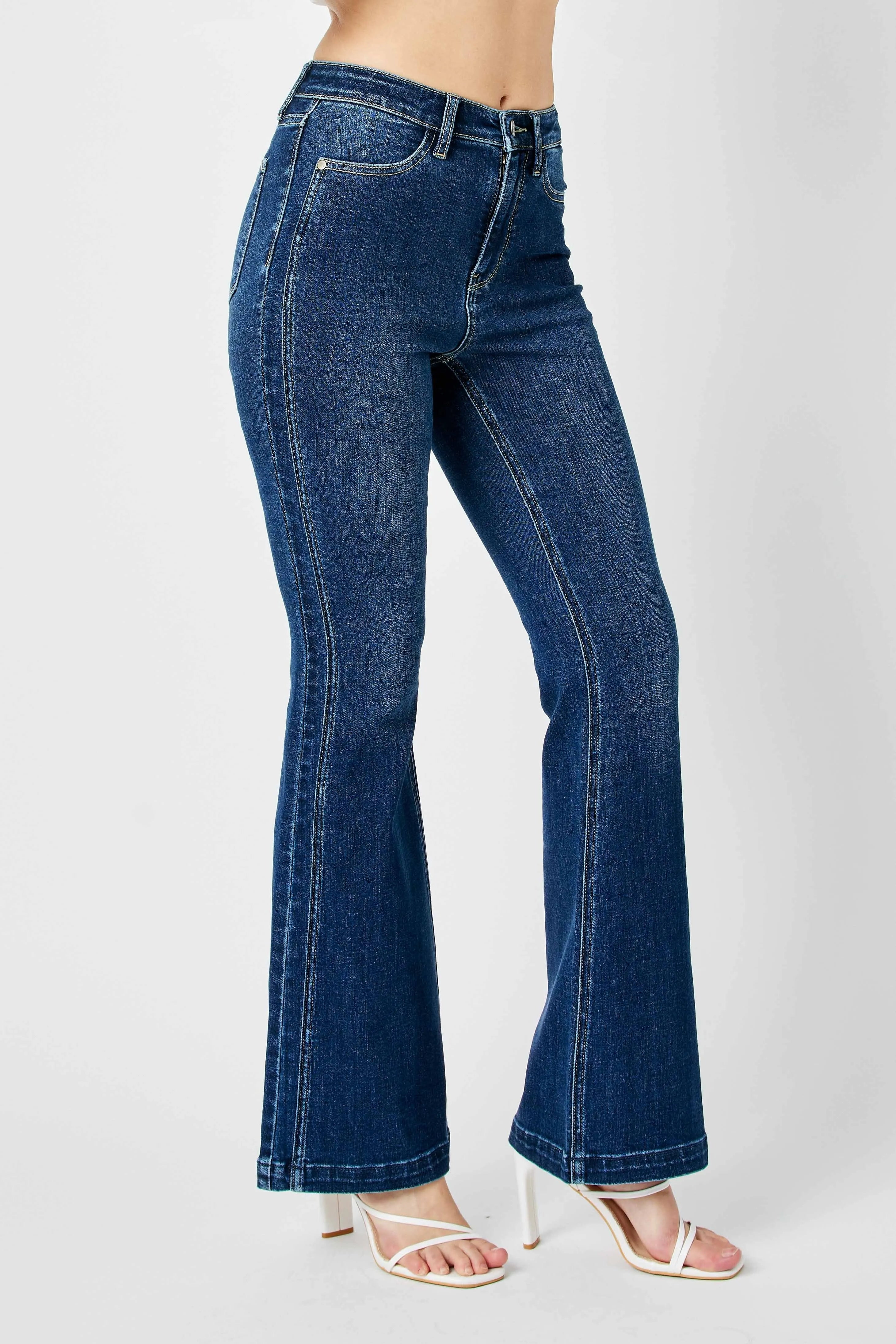 Judy Blue High Waisted Angled Side Seam Detail Flare Jeans