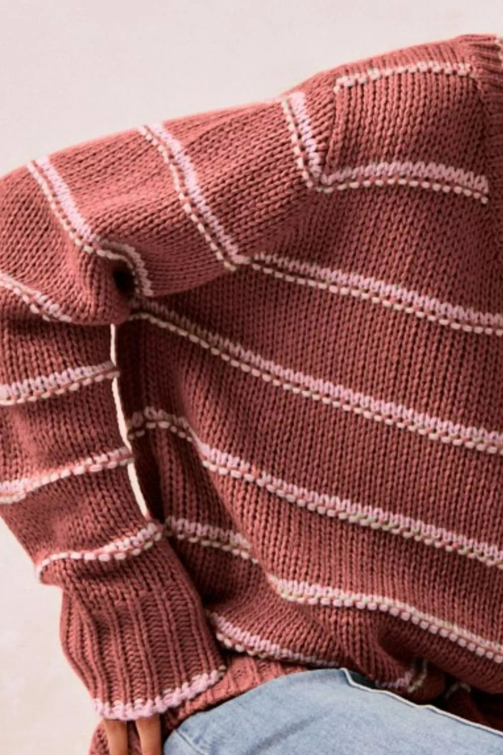 BiBi Marsala Striped Long Sleeve Sweater