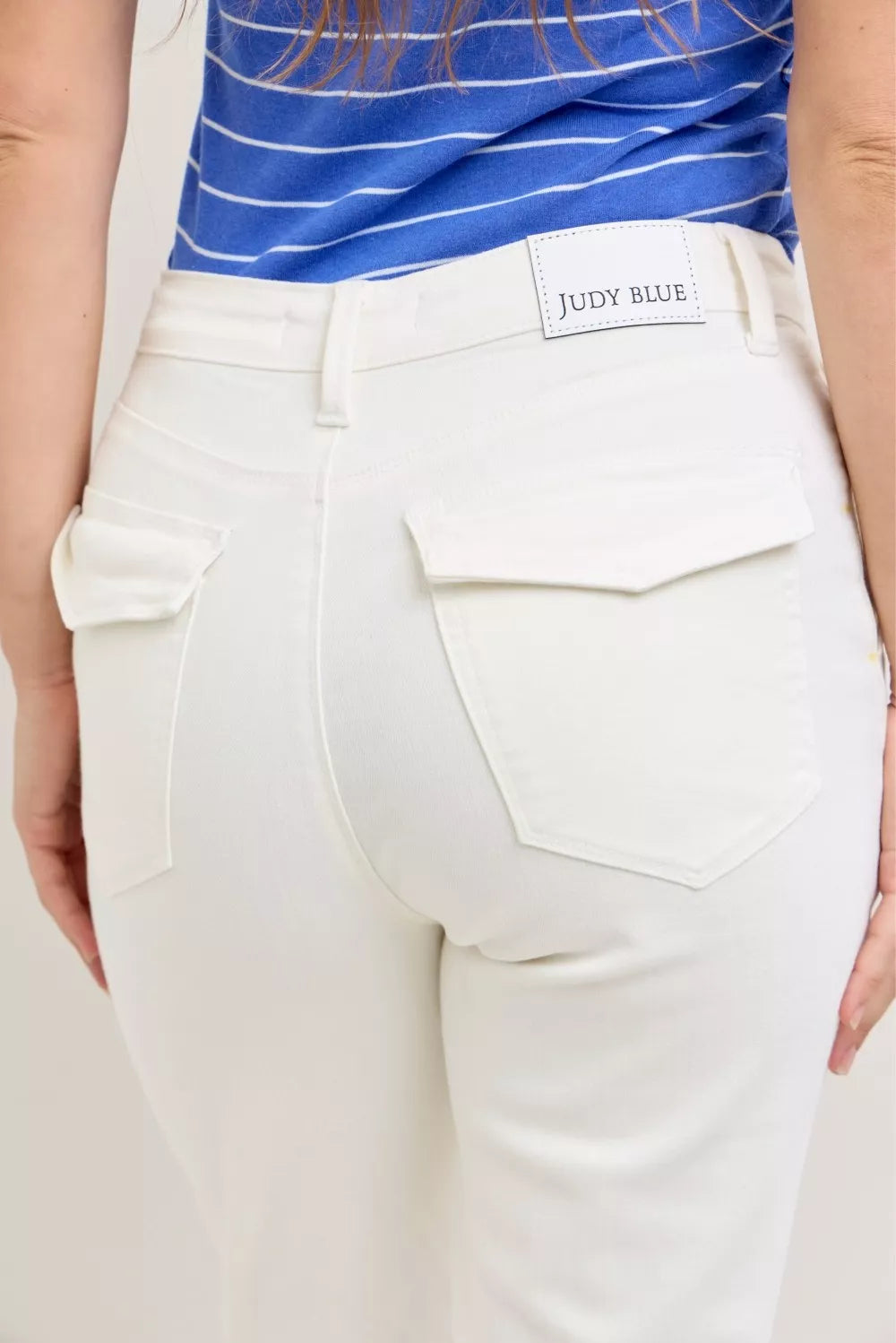 Judy Blue White High Waist Jeans with Patch Pockets