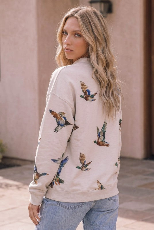 Kori Taking Flight Mallard Duck Print Sweatshirt