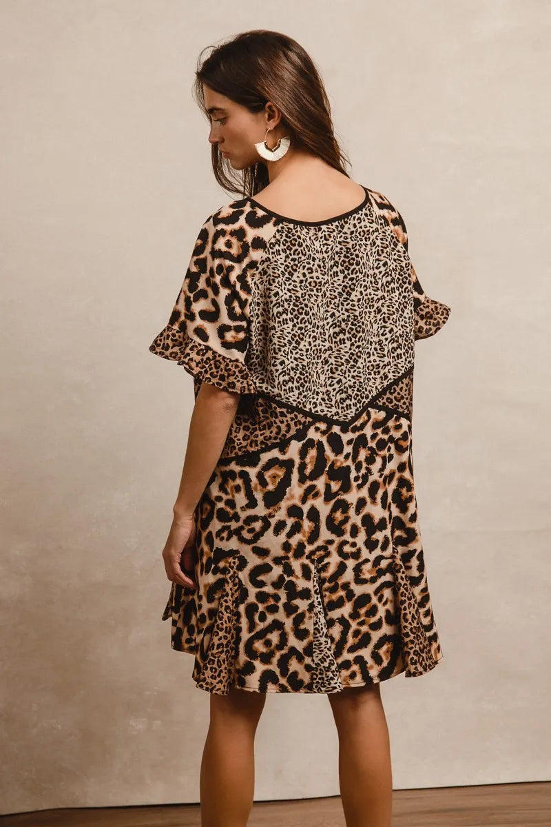 BiBi Leopard Prints Mix and Match Short Sleeve Dress