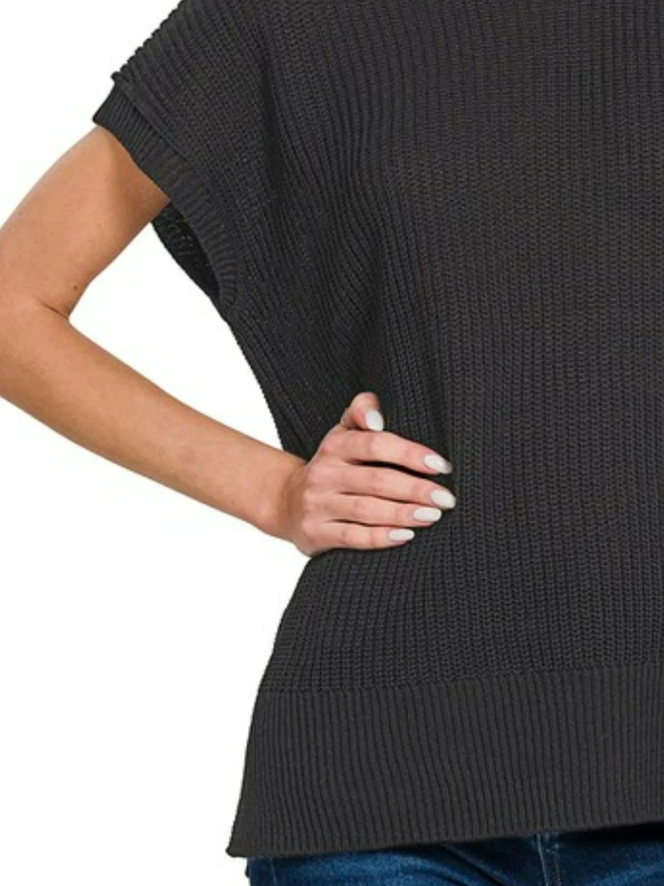 Zenana Black Oversized Crew Neck Sweater
